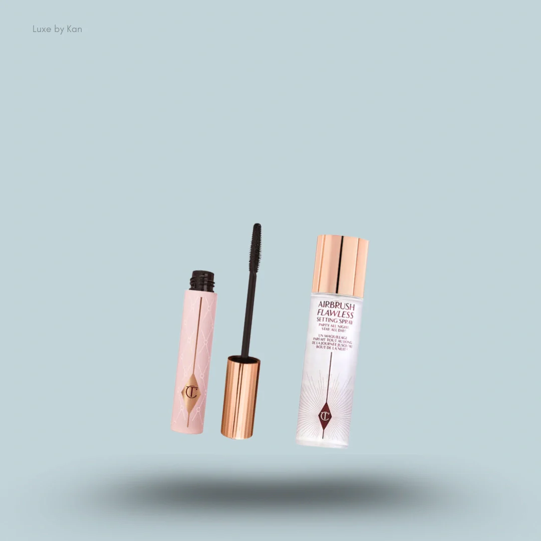 Charlotte Tilbury Finishing Touch Bundle - Airbrush Flawless Setting Spray 100ML & Push Up Mascara 10ML in Super Black