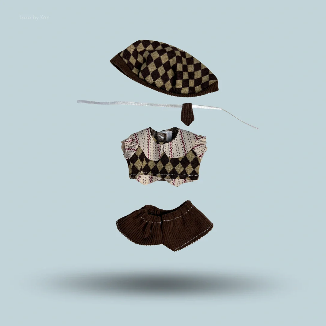 Labubu Doll Collectible Outfit Mocha Scholar 4 Piece Set - Image 2